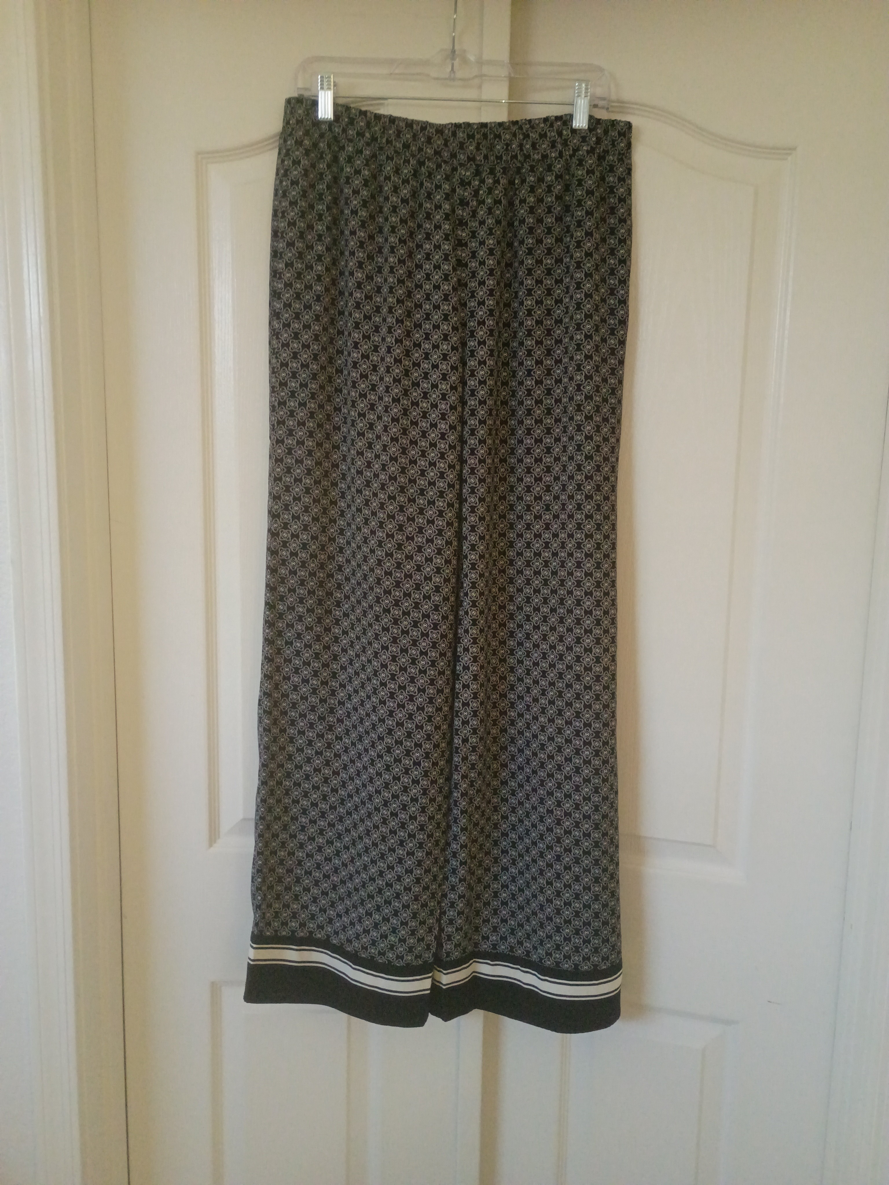 Michael Kors Black And White Wide Leg Printed Pants